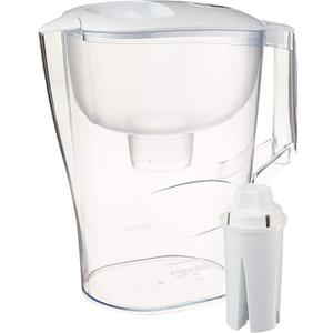 Amazon Basics Water Filter Pitcher for Fridge - 10-Cup Water Pitcher with Filter Compatible with Brita Water Pitchers & Dispensers for Clean, Crisp Water, WQA and NSF Certified, Made in Europe