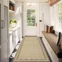 GarveeHome 2x6 Runner Rug for Hallway Washable Kitchen Rugs Non Slip Solid Tan Jute Digital Printing Modern Soft Low-Pile Scalloped Indoor Carpet for Entryway Laundry Room Floor Mats