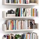 Floating Bookshelves for Wall - Wall Mounted Bookshelf Set of 4, U-Shaped Hanging Bookshelf for Bedroom, Living Room & Office, Wall Book Shelf for Home Decor & Storage (4, White, 17 Inches)