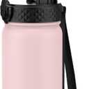 Kids Water Bottle, GOPPUS 14 Oz Stainless Steel Travel Bottle, Double Wall Vacuum Leak Proof Kids Cup for School Boys Girls,Pink