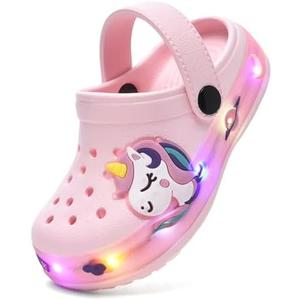 XPKWS Fur Lined Toddler Clogs Kids Slippers Fuzzy Light up Sandals Boys Girls Garden Shoes Winter Warm Cartoon Slides Slip on Lightweight, Size 30