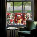 Christmas Window Film Gingerbread Man Front Door Holiday Decorations Gift Boxes Festive Privacy Glass Sticker Static Cling Window Clings for Home Party 39.3  17.7 Inch