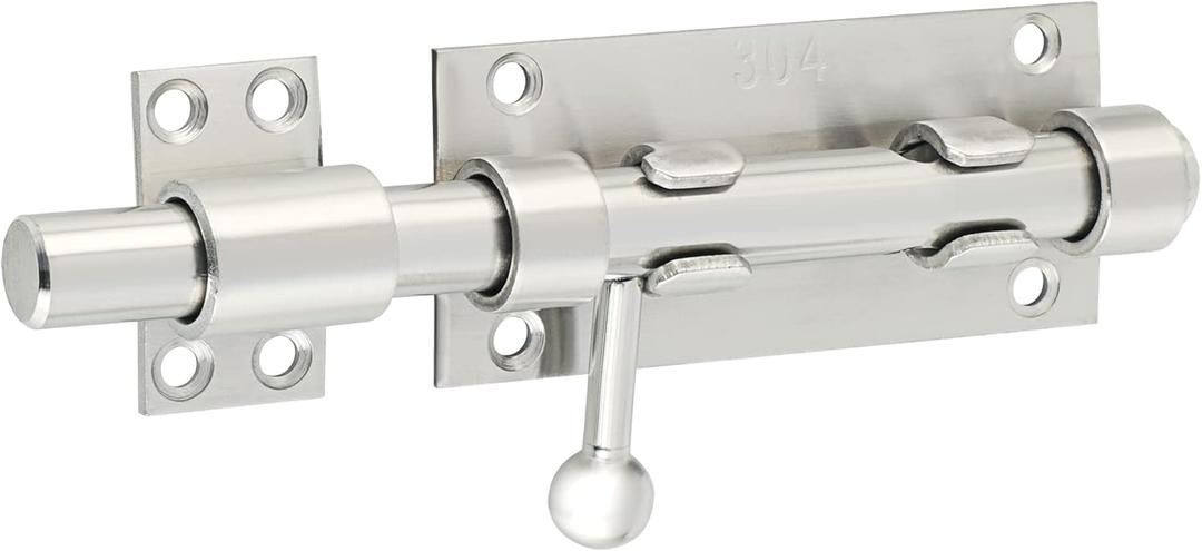 Alise 6 Inch SUS304 Stainless Steel Gate Latch, Slide Bolt Latch,Thickened Heavy Door Latch Lock, Barrel Bolt Latch for Outdoor Fence, Wooden Fence,Shed Door Brushed Finish