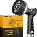 FANHAO Heavy Duty Garden Hose Nozzle, 100% Metal Water Hose Sprayer with 10 Spray Patterns, High Pressure Thumb Control On/Off Valve Water Nozzle for Plants Watering, Car & Pet Washing