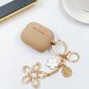 OLEBAND Case Fit for Airpod 1st/2nd Generation with Cute Bling Keychain,iPods Silione Cover Compatible for Apple Air pod/iPod 2 and 1 Gen Case,LED Visible,for Women and Girls,Milk 