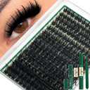 KEYYOU Manga Lash Clusters Kit StarrlNight 200D Wet Lash Look Anime Lash Clusters with Clusters Lash Glue 12-20mm Wispy Fairy Fluffy Individual Lashes Kit for Cosplay Daily Makeup DIY at Home