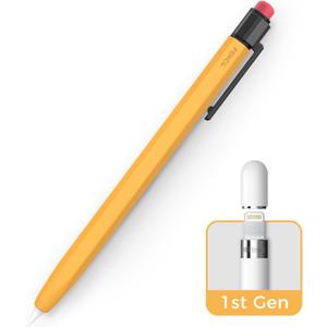 Apple Pencil 1st Generation Case, Silicone Pencil Sleeve Cover Perfect Grip Skin Classic Design with Sturdy Clip Compatible with Apple Pencil 1st gen for ipad (Yellow)