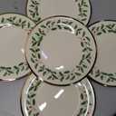 Lenox Holiday 6-Piece Salad Plates Dinnerware Set, Service For 6, Porcelain, Dishwasher Safe, Round Plates Set, Holiday Red & Green, Perfect for Christmas Gatherings, Christmas Dinnerware, Hosting (8")