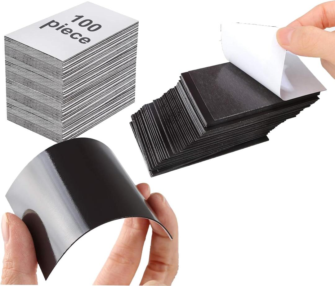 100 Pack 2 x 3.5 inch Business Card Magnets Peel and Stick Adhesive Magnetic Backings Magnet Strong Magnet Blanks Sheets Printable Magnetic Sheet for Dies Storage