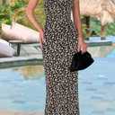 PRETTYGARDEN Womens Summer Dresses Spaghetti Strap Floral Maxi Dress Sleeveless Long Bodycon Dresses Wedding Guest Dress (L)