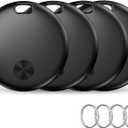 Smart Tracker Tag Item Finder 4Pack, Compatible with Apple Find My APP (iOS Only), IP67 Waterproof, Replaceable Battery, Suitable for Luggage, Bags, Wallets, Backpacks, Keys (weTag mini) (Black-4PCS)