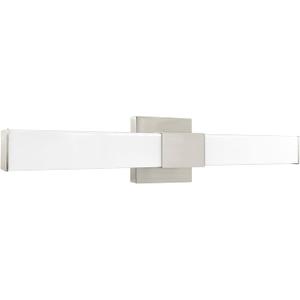 LUXRITE LED Bathroom Vanity Light Fixtures Square 24 Inch, Brushed Nickel | 5 CCT 2700K-5000K Selectable, Over Mirror Vanity Lights, Modern Wall Light Bar, 24W, 1500 Lumens, CRI 90, Dimmable