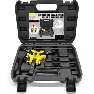 KJE Harmonic Balancer Puller Kit  Adjustable 3-Jaw Puller Set for Removing Harmonic Dampers & Balancers -Includes 3/8 Square Drive Forcing Screw & 4 Rods (1pcs)
