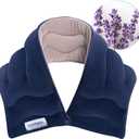 Comfheat Neck Heating Pad Microwavable for Pain Relief, Moist Hot Compress Microwave Neck Warmer Wrap FSA Eligible HSA for Sore Muscles Relief, Lavender Aroma, 25 x 5.7 Inches, Blue