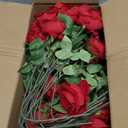 50 PCS Fake Red Roses, Artificial Red Flowers Bulk Realistic Silk Faux Rose with Stems for Wedding Decoration Anniversary Bridal Bouquet DIY Floral Arrangement Romantic Home Decor Gifts
