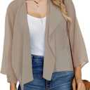 Womens Summer Tops Short Shrugs Kimono Cardigans Casual Chiffon Bolero Jackets (X-Large, B-light Khaki)