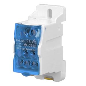 DIN Rail Distribution Box,690V 125A Positions Screw Terminal Block Junction Box Breaker Box Circuit Breaker Distribution Box for Various Power Distribution Needs (Blue, 125A)