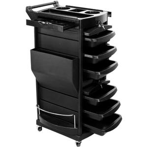 Hairdressing Trolley  Professional Salon Rolling Cart Organizer | Durable Plastic Construction | Multi-Tier Storage for Hair Tools & Accessories | Sleek Black Finish for Salons, Spas & Home Studios