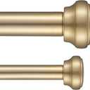 Modern Double Curtain Rods, Warm Gold Curtain Rod 36-72 Inch Length Drapery Rods with Simple Decorative End Caps 1 Inch Front and 5/8 Inch Diameter Back Dual Curtain Rod Telescoping Window Rods