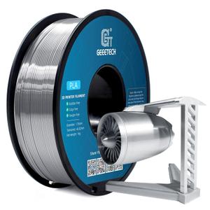 Geeetech Silk PLA Filament 1.75mm for 3D Printer, Metal-Like Shiny 3D Filament 1kg (2.2lbs) 1 Spool, Dimensional Accuracy +/- 0.02 mm, Metallic Silver Silk Filament