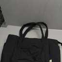 Wandering Nature Puffer Tote Bag with Cup Holder & Laptop Compartment & Trolley Sleeve for Travel, Work, Nurse, Women (Medium, 01-black)