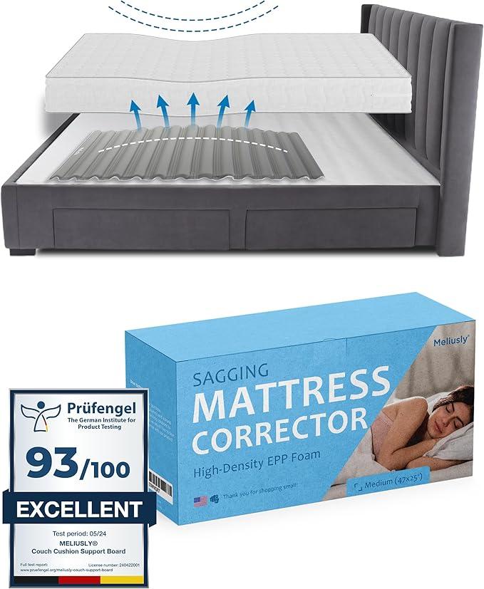 Premium Saggy Mattress Support (Medium) Extra Firm Sagging Mattress Support Pad, Firming Pad to Fix Sagging and Sinking and Improve Firmness, Corrector Insert to Help with Back Pain by Meliusly