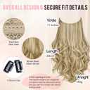 Layered Halo Hair Extensions with Invisible Wire Light Blonde Mixed Bleach Blonde Hair Extensions with and 6 Secure Clips 20 Long Wavy Layered Synthetic Hair Extensions for Women (9H/24A#)
