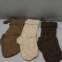 Pawliss Farmhouse Knitted Christmas Stockings: 3 Pack 18 Inch Neutral Cable Knit Fireplace Stockings, Cozy Hanging Xmas Stockings Rustic Stocking Decorations for Family Holiday Dcor, Earth Tones