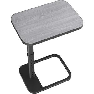 Kitstorack TV Tray Table, Adjustable Height & Rounded Metal Corners, Snack Table for Couch, Sofa, Bed, Chair, Living Room, C Shaped End Side Table for Eating, Dinner or Laptop, Small Spaces, Dark Gray