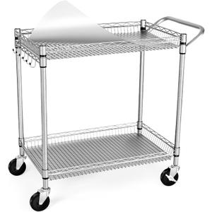 WDT Heavy Duty 2 Tier Rolling Cart, NSF Listed, 660Lbs Capacity, Commercial Grade Metal, 35.63"x18.1"x33.93"
