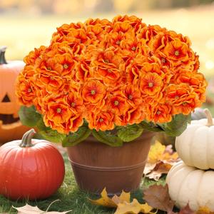 2 x Artificial Fall Flowers Faux Geraniums for Outdoor Indoor Fall Autumn Decoration, 8 Bundles Silk Fake Fall Flowers Plants Look Real UV Resistant for Outside Planters Yard Patio Porch