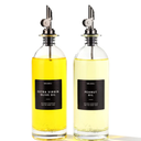 Molimoli Oil and Vinegar Dispenser with Metal Pour Spout, Weighted Pourer, Glass Bottle Dispenser for Kitchen, Olive Oil Cruet, Glass Olive Oil Bottle | 500ml, Set of 2