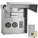 RV Electrical Panel with Breaker, Temporary Power RV Outlet Box with 20 30 50 Amp Receptacle, Weatherproof RV Electrical Power Outlet Power for Hookup Camper Travel Trailer Motorhome