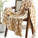 Folkulture Throw Blanket for Couch 50" x 60", 100% Recycled Cotton Blanket and Throws for Chair, Soft Throw Blanket for Bed or Bed Throws for Sofa, Boho Biscuit