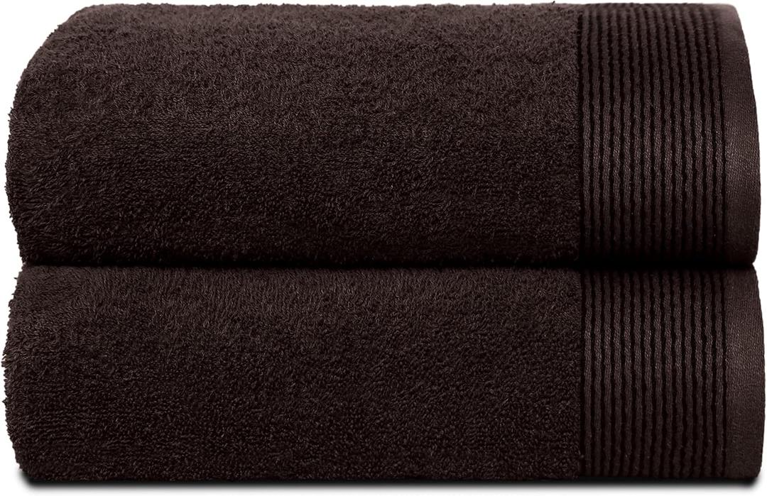 Belizzi Home Ultra Soft 2 Pack Oversized Bath Towel Set 28x55 inches, 100% Cotton Large Bath Towels, Ultra Absorbant Compact Quickdry & Lightweight Towel, Ideal for Gym Travel Camp Pool - Brown