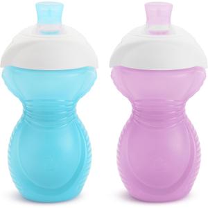 Munchkin Click Lock Bite Proof Sippy Cup, 9 Ounce, 2 Pack, Blue/Purple