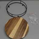 9" Acacia Wood Lazy Susan Turntable, Tomoaza Kitchen Organizer Turntable with Steel Sides, 360 Degree Lazy Susan for Countertop Cabinet or Dining Table