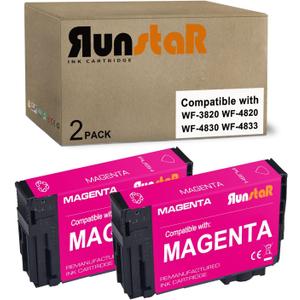 Run Star 2 Pack Remanufactured for 822XL Magenta Ink Cartridge Replacement for Epson 822XL T822XL use for Epson Workforce Pro WF-3820 WF-4820 WF-4830 WF-4833 WF-4834 Printer (2 Magenta)