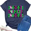 Halloween Shirts for Women Spooky T Shirts Funny Halloween Graphic Tees Party Gifts Casual Loose Short Sleeve (Blue, XXL)