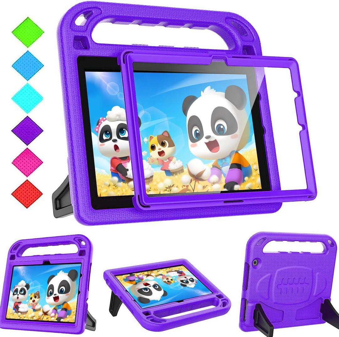 BMOUO Kids Case for Fire HD 10 Tablet (13th/11th Generation, 2023/2021) with Screen Protector, Shockproof Case for Amazon Fire HD 10 Tablet - Purple