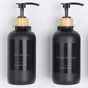 Nellyke Shampoo and Conditioner Dispenser Bottles Set, Modern Black 21oz Refillable Shower Soap Dispenser with Black Pump, Body Wash Dispenser for Shower Bathroom Kitchen, 2 Pack