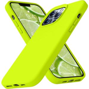 Ktele Compatible with iPhone 13 Pro Case 6.1 inch Premium Liquid Silicone with [Soft Anti-Scratch Microfiber Lining] Gel Rubber Full-Body Bumper Protection Case for iPhone 13 Pro -Fluorescent Green