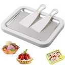 At-Home Rolled Ice Cream Maker Kit, Instant Freeze Plate with 2 Scrapers, DIY Homemade Ice Cream tray, Yogurt, Sorbet, Fun Family Activity for Kids, Food-Grade Stainless Steel(White)