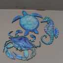 Tatuo 3 Pcs Christmas Coastal Wall Decor Beach Wall Art Blue Sea Turtle Surfboard Seahorse Starfish Seashell Conches Crabs Sea Life Decor for Bathroom Bedroom Home (Ocean Style)