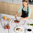 12"x8" Small Tempered Glass Cutting Board,Non-Slip Dishwasher Safe Heat & Shatter Resistant Cutting Board for Kitchen Countertop Meal Prep (Pink-Small)