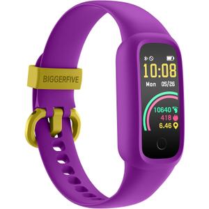 BIGGERFIVE Vigor 2 L Kids Fitness Tracker Watch for Boys Girls Ages 5-15, Activity Tracker, Heart Rate Sleep Monitor, IP68 Waterproof, Pedometer, Calorie Step Counter Watch, Purple