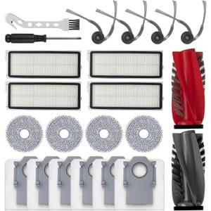 21 Pcs Replacement Part for Roborock Qrevo Curv/Qrevo Edge Q Revo Curv Q Revo Edge Vacuum Cleaner Accessories 1 Main Brush 4 Side Brush 4 HEPA Filter 4 Mop Pad 6 Vacuum Bags