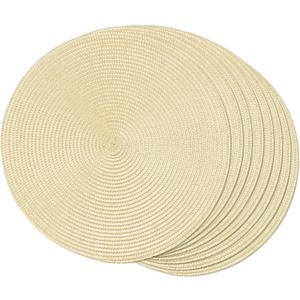 FunWheat Round Braided Placemats Set of 8 Place Mats for Dining Table Woven Washable Non-Slip Table Mats 15 Inch(Ivory,8 Pcs)