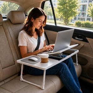 Car Desk Passenger Seat for Laptop, Car Seat Table Tray with Cup Holder