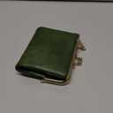 AOXONEL Womens Wallet Small Rfid Ladies Compact Bifold Leather Vintage Coin Purse With Zipper and Kiss Lock (Green)